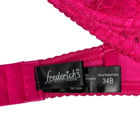 Fredericks of Hollywood Bra Size 34B Pink Lace Underwire - Picture 7 of 8
